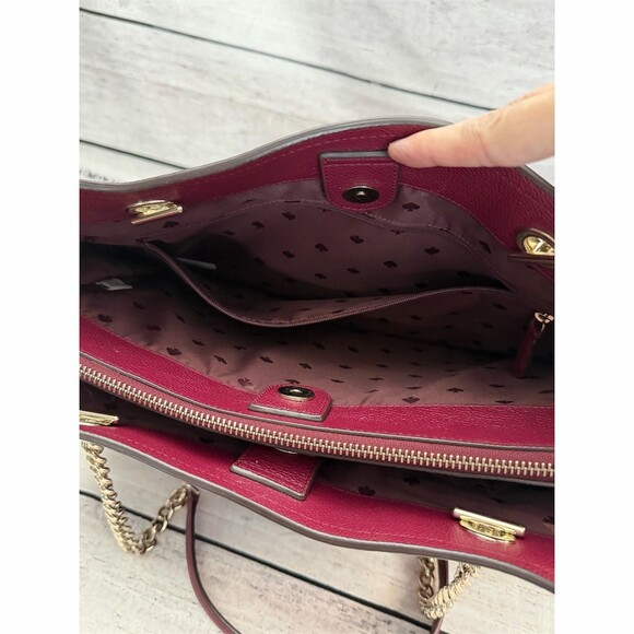 Kate Spade New York Jordyn Tote Burgundy Chain Handle Bag Pretty boujee career - Picture 10 of 16